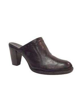 BORN Black Leather Mule Block heel Heels 9